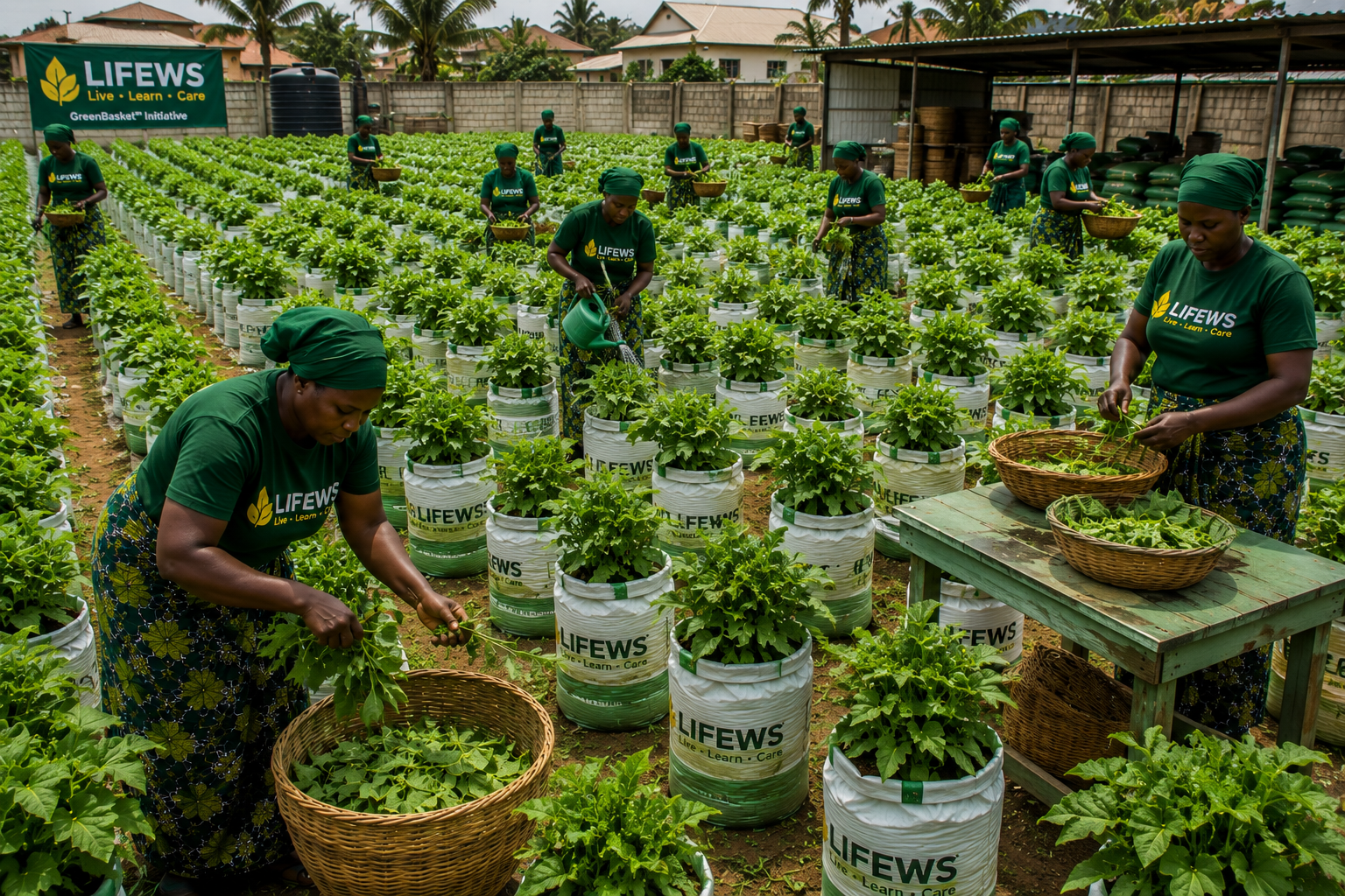 African school or community nutrition garden using accessible growing systems